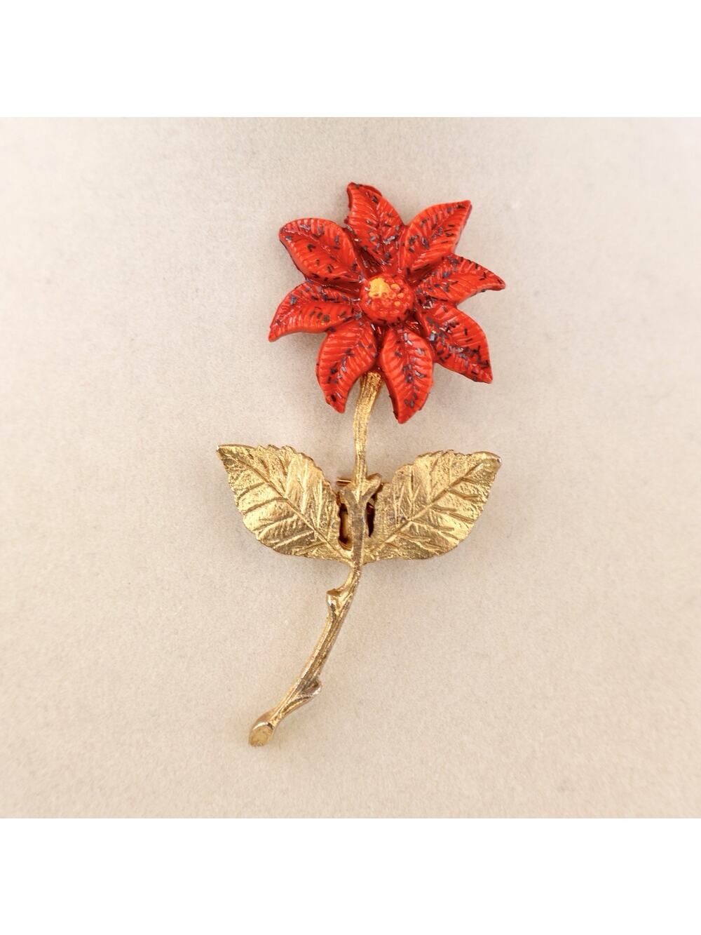 Vintage Miraculous Medal Virgin Mary Flower Brooch Pin Catholic Religious 3"